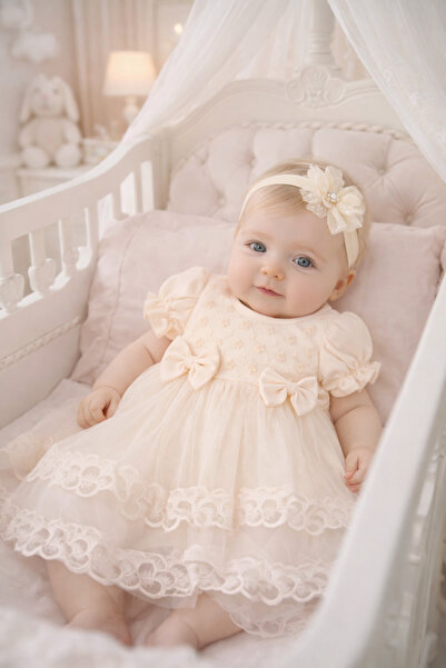 Miniday Baby Baby Girl Mevlütlük Dress Summer Bandana Lace Newborn Hospital R...