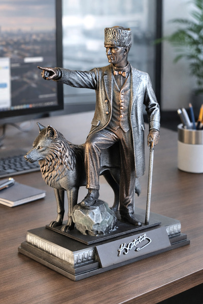 AF SANART Atatürk Hedef İleri Orjinal işçilik Dekoratif Biblo Heykel