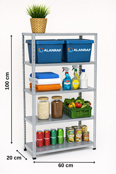 ALANRAF 5 Katlı Galvaniz Çelik Raf - Depo, Arşiv, Kiler, Dosya, Market Rafı 2...