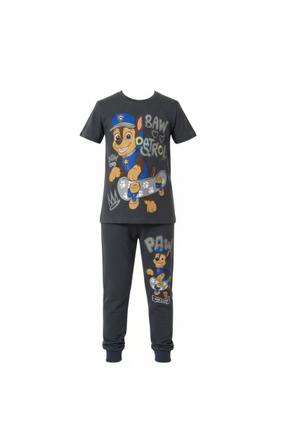 Zekalya Boys' Smoked Paw Patrol Printed Single Jersey Combed Cotton Top and 2...