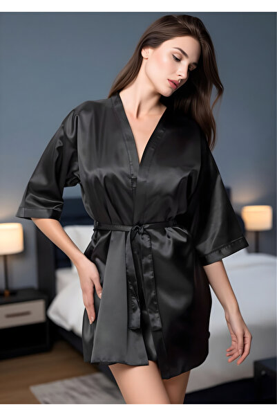 Loule Дамски сатенен халат - с връзки на талията LL.N1.I0.LA.002