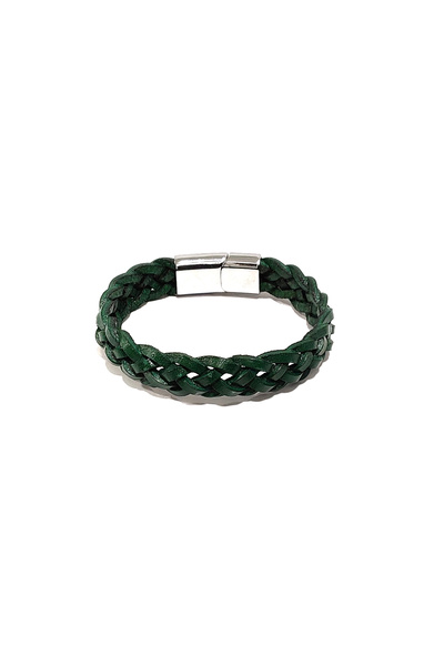 HER ŞEY NOTA www.herseynota.com Green Masculine Genuine Leather Braided Men's...