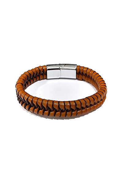 HER ŞEY NOTA www.herseynota.com Noble Brown Woven Genuine Leather Men's Brace...
