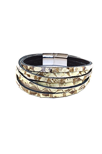 HER ŞEY NOTA www.herseynota.com Piton Spiral Genuine Leather Steel Men's Brac...