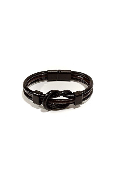 Herşey Nota Brown Men's Leather Knot Model Bracelet |   Genuine Leather – Sty...