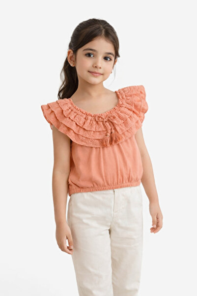 Gingersnaps Girls' Solid Top with Butterfly Design
