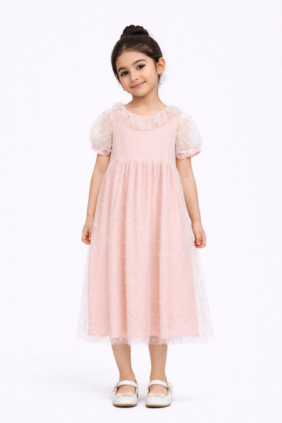 Gingersnaps Girls' Long Sleeve Chiffon Dress with Half Sleeves