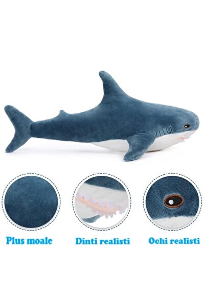 SyaMAG Rechin de plus, moale si catifelat, albastru, 55 cm, model realist