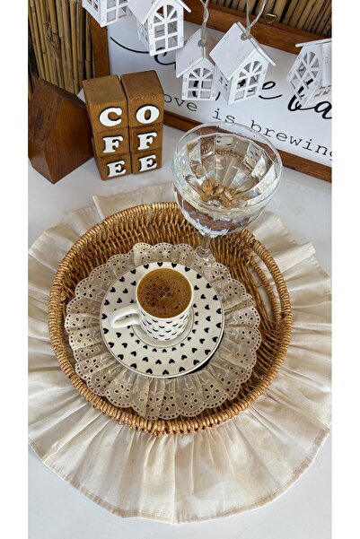 zeynepin dükkanı Küçük boy hasır görünümlü sunum servis tepsisi25 cm