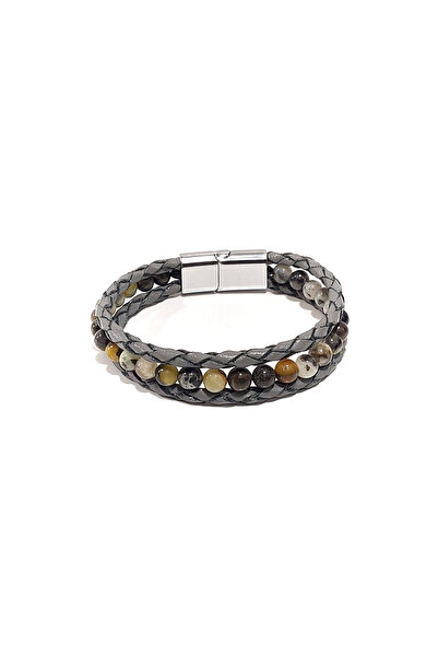 HER ŞEY NOTA www.herseynota.com Granit Atlas Gray Genuine Leather Steel Men's...