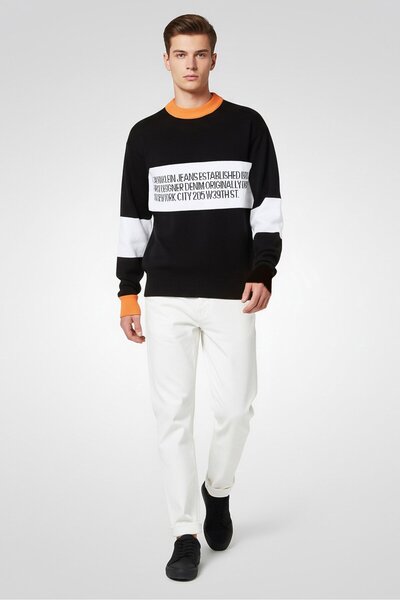 Calvin Klein Men Crew Neck Ribbed Sweater, Black