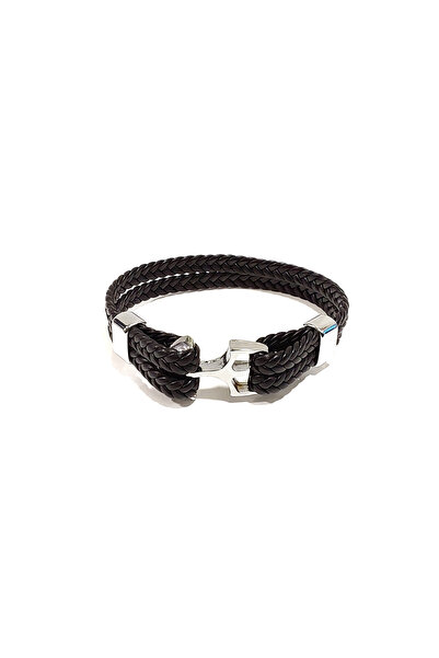 Herşey Nota Black Hook Lock Model Leather Braided Men's Bracelet – Stylish an...
