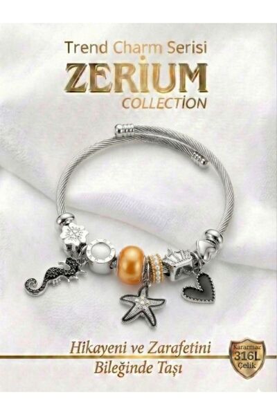 ZERİUM Modern Steel Stylish Women's Charm Steel Bracelet Sea Love Series 01