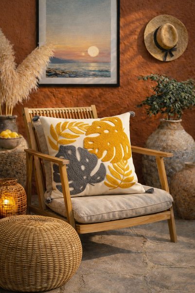 St Shopyteks Tera Bohemian Punch Embroidered Throw Pillow Cover (Without Inner Filling)