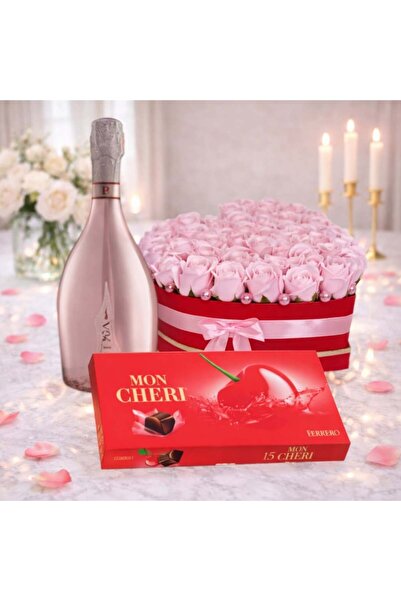 velve Pachet floral Cherry,31 trandafiri de sapun, Spumant Bottega Rose Gold,...