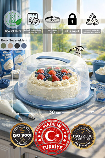 Sunplast 30 cm Yuvarlak Kek, Pasta, Börek Taşıma Piknik İçin Kutusu, Geçmeli ...