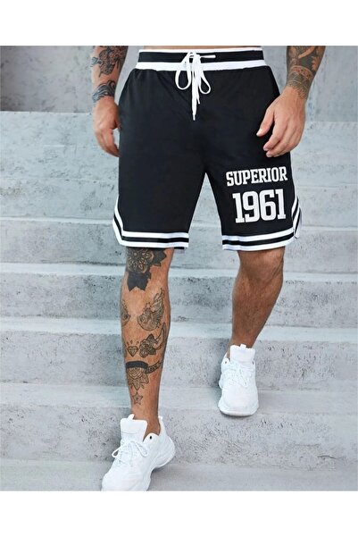 ALİ.COM Black Striped Detail Summer Shorts