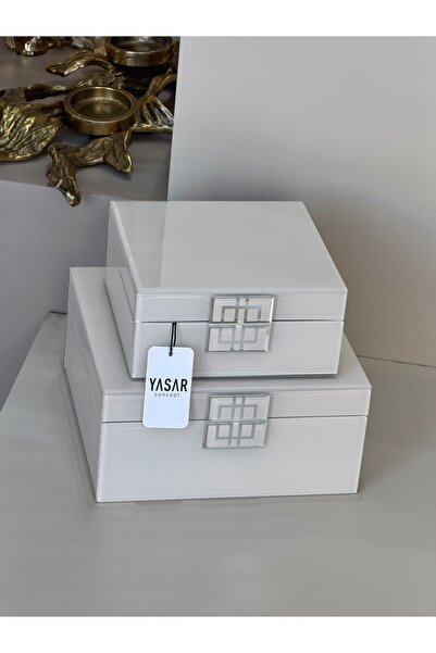 YASAR CONCEPT Zafielle Decorative Glass Box Set White