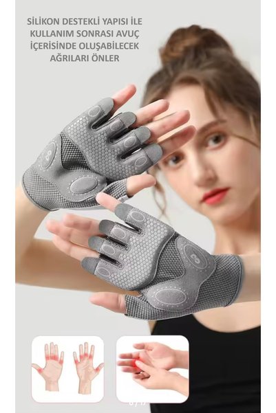 SkyWheel Premium Series Anti-Sweat Half Finger Fitness Yoga Pilates Palm Anti-Slip Silicone Sports Gloves - Size m