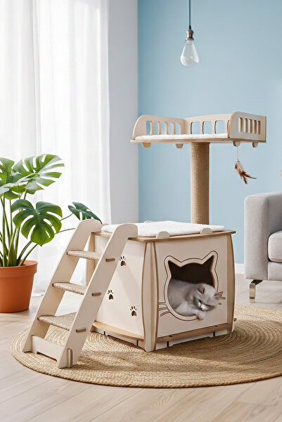 Patihomes منصة خدش القطط XL مع سرير للقطط