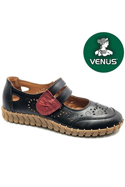 Venüs Nolrep Genuine Leather Orthopedic Women's Casual Shoes Black