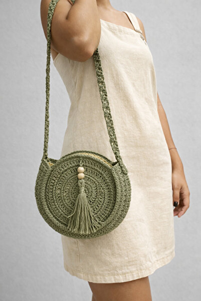 Mom'sMiracles Hasır Çanta, Yuvarlak Hasır Çanta, Omuz Çantası, Askılı Hasır Ç...