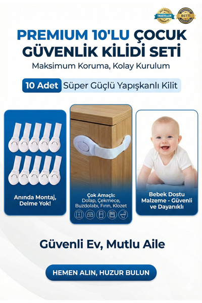 4 Baby 10 komada višenamenske brave za ladice i ormariće, brava za sigurnost ...