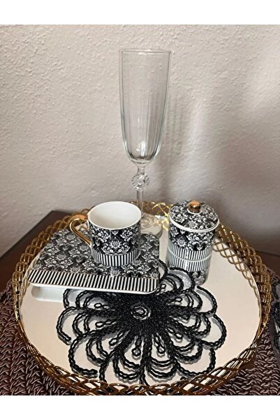 ZESA HOME 6-Piece Stylish Brown Color Guipure Tulle Napkins