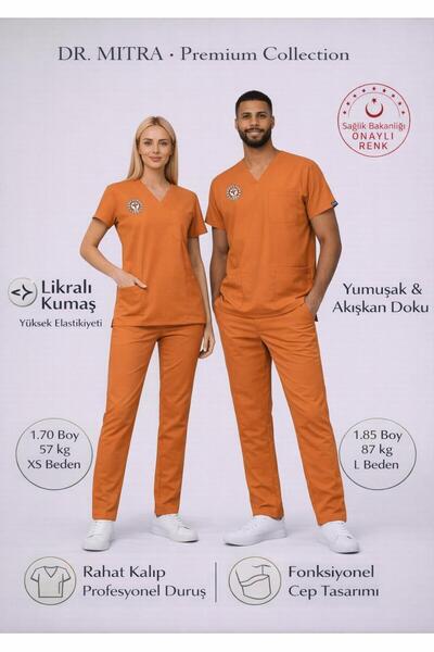 Dr. Mitra Klinik Destek Forması | Yönetmeliğe Uygun Orange Ochre (Turuncu) Ün...