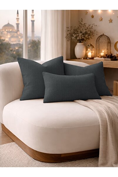 Perle Dark Gray Linen Textured Decorative Throw Pillow Cover |   Modern Livin...