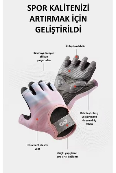 SkyWheel Premium Series Anti-Sweat Half Finger Fitness Yoga Pilates Palm Anti-Slip Silicone Sports Gloves - Size m