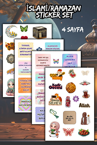 birikiyedi 4 Sayfa Dini/İslami/Ramazan için Motivasyon Sticker Set- İslami Aj...