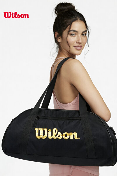 Wilson Geantă de călătorie sportivă, neagră, licențiată, pentru femei, din ma...