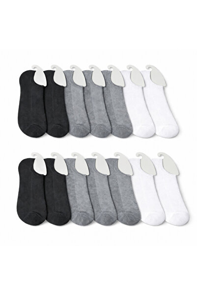 WORTHY SOCKS Συσκευασία με 12 ανδρικά βαμβακερά πλενόμενα ασπρόμαυρα-γκρι πάν...