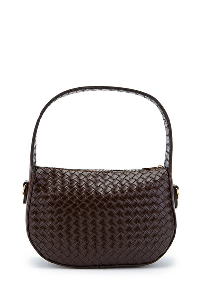 Melos Butik Γυναικείο πλεκτό σε χρώμα Bitter Brown Με σχέδιο Baguette Δερμάτι...