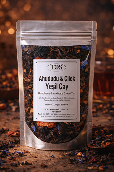 TOS The Organic Spices Ahududu Çilek Yeşil Çay 40 gr (1. Kalite) Raspberry St...