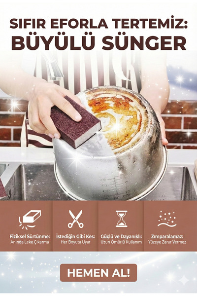 LOVYCO Temizleme Süngeri,1 Adet,tencere,çaydanlık,su Isıtıcısının Kireçlerini...