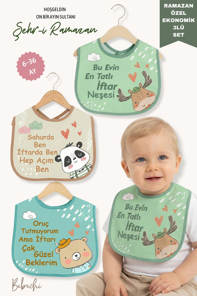 Bebechi Set of 3 Microfiber Baby Bibs with Cute Writing, Liquid-Proof, 6-36 M...