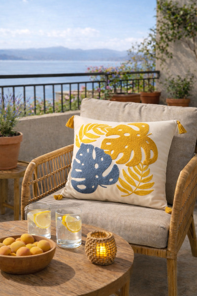 St Shopyteks Tera Bohemian Punch Embroidered Throw Pillow Cover (Without Inner Filling)