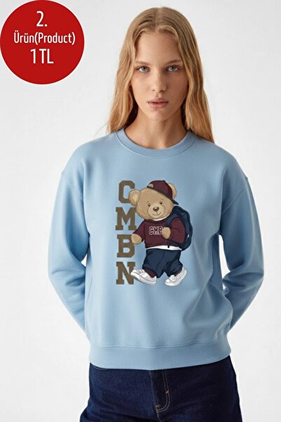 COMBİNE MİCHAİL Hanorac de damă CMBN cu imprimeu Teddy Bear, albastru închis