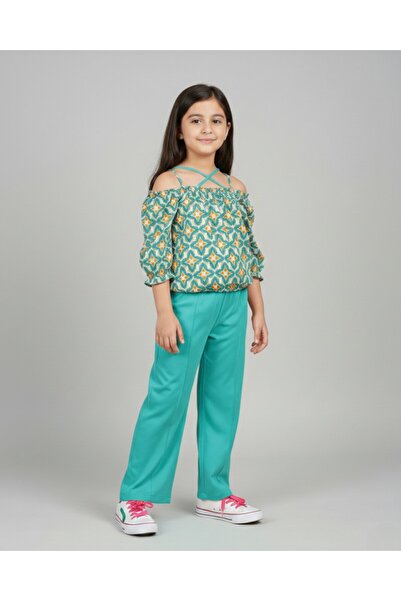 voyyo kids baby 6-7-8-9-10 Years Old Summer Girl's Suit with Loose Legs Ethni...