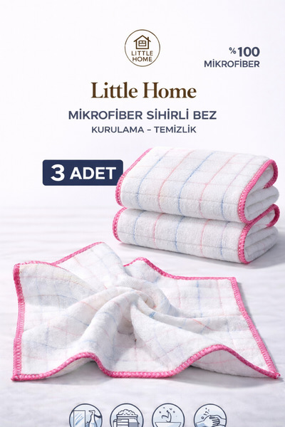 Little Home Mikrofiber Sihirli İz Bırakmaz Bulaşık Kurulama Bezi (3 ADET) – 4...