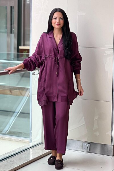 Ghisa Kamuflaj Desenli Göğüs Büzgülü Kap Pantolon Takım