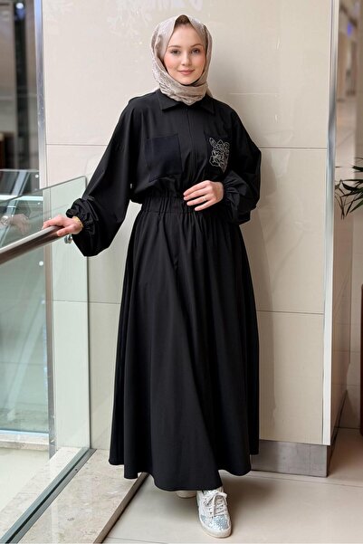 Ghisa Bel Büzgü Triko Garnili Elbise