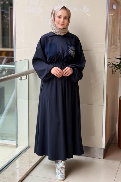 Ghisa Bel Büzgü Triko Garnili Elbise