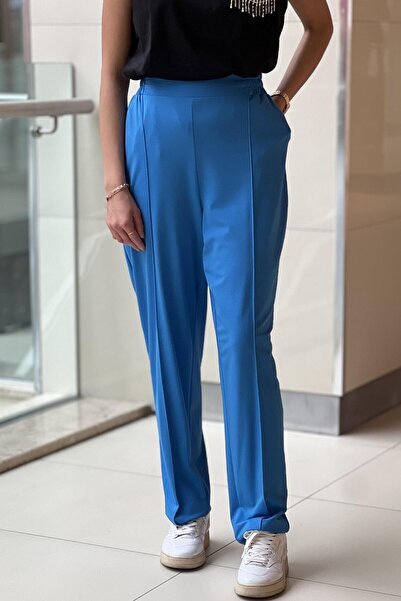 FUAT GÜRSEN Fuat Gürşen 8407-23Y بنطال مضلع للكاحل بخصر مطاطي