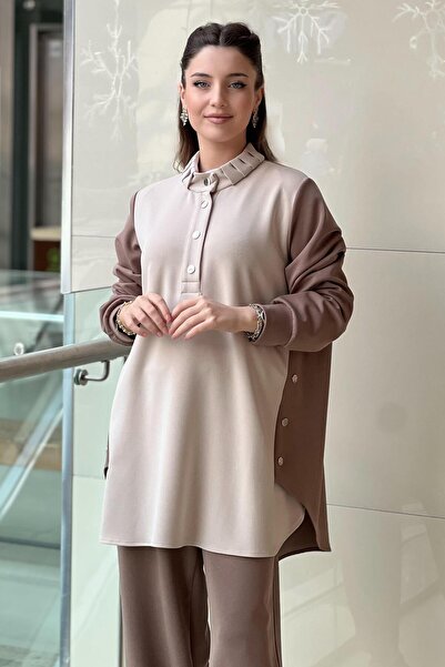 FUAT GÜRSEN Fuat Gürşen Yanları Asimetrik Çıtçıt Detalı Tunik