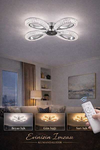 Marsel Lighting yagmur 4lu krom avize salon oturma odası avize 3 renk led avize