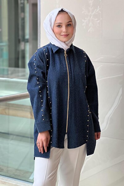 Ghisa Zımba Detaylı Cepli Fermuarlı Kap