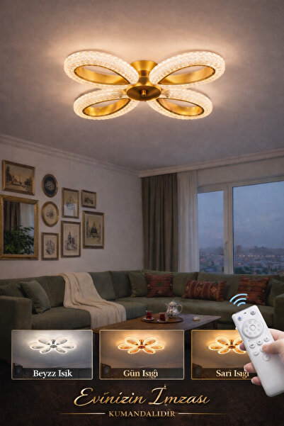 Marsel Lighting Yagmur 4lü Gold Avize Salon AVİZE Oturma Odasi AVİZE 3 Renk L...